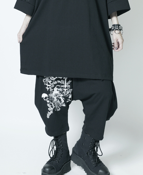 EYELETRING SKULL LOOSE Sarouel Pants ~