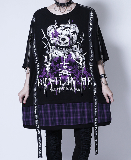 DEVIL IN ME SHOULDER ZIP & LOGO LINE ڲ԰ Ŀ {~{