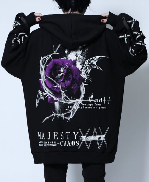 MAJESTIC ROSE LACE UP SLEEVE BIG DESIGN ޯ ߰ ~{