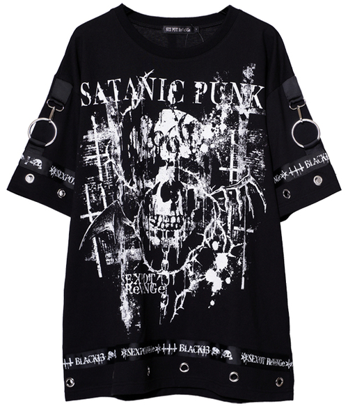 SATANIC PUNK PUNKISH DETAIL LOGO LINE ޯ Ŀ  x 