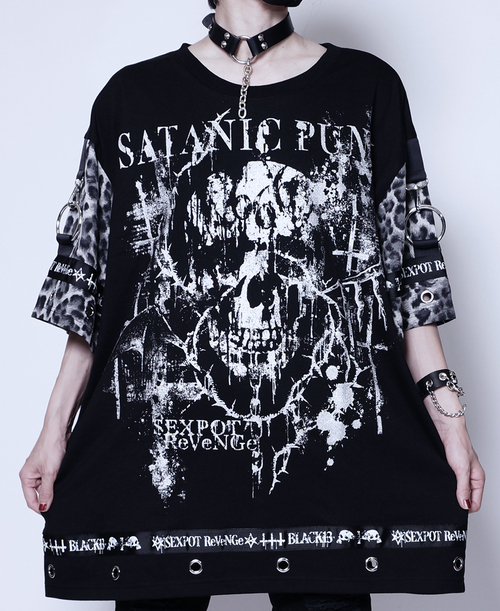 SATANIC PUNK PUNKISH DETAIL LOGO LINE ޯ Ŀ {Dˮ x ް