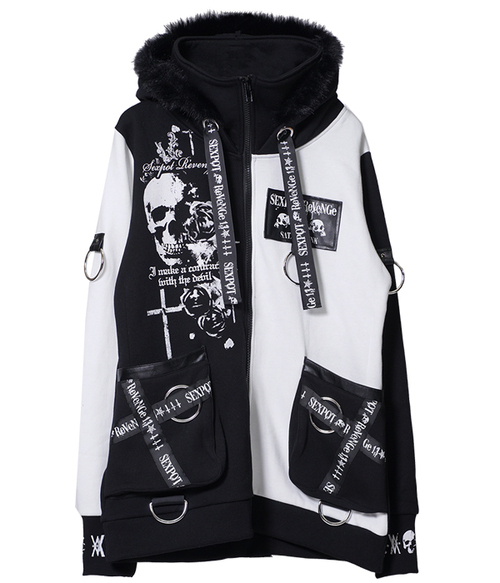 REVERSE SKULL SHORT ZIP �߰� ���{��
