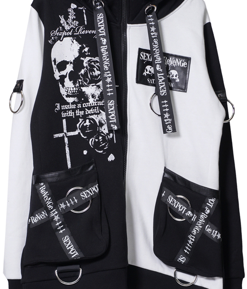 REVERSE SKULL SHORT ZIP �߰� ���{��