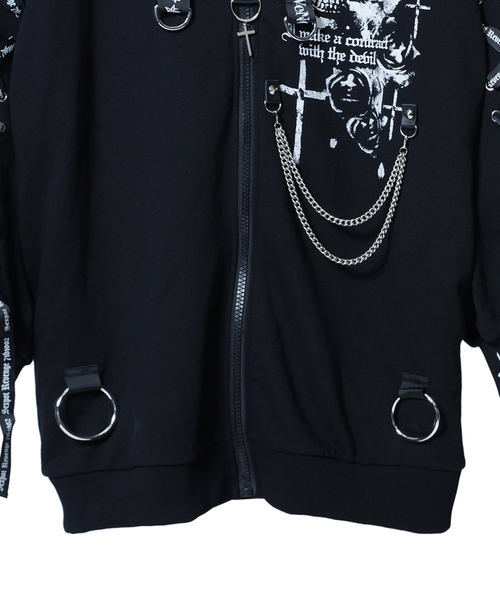 CUSTOM LACE UP SLEEVE DEVIL HORNS HOOD ޯ ߰ 