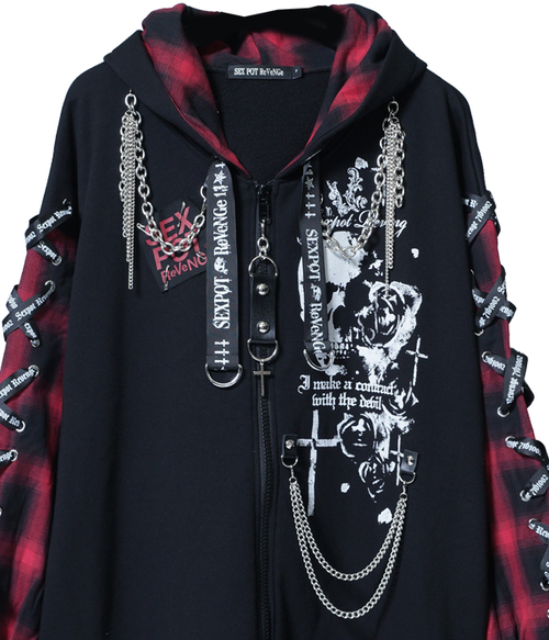 CUSTOM LACE UP SLEEVE DEVIL HORNS HOOD ޯ ߰ {