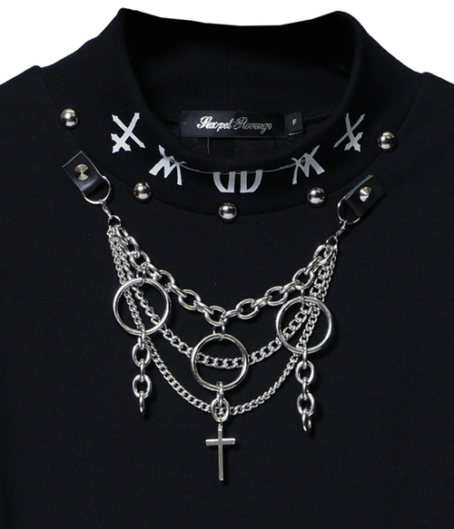 CUSTOM LACE UP SLEEVE MOCK NECK BLACK Ŀ ~