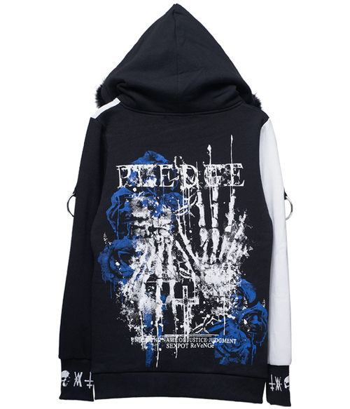 PLEDGE REVERSE SKULL SHORT ZIP �߰� ��+���~��+��