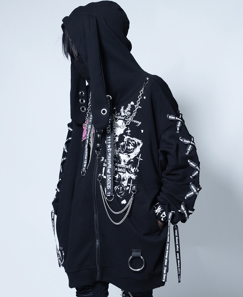 CUSTOM LACE UP SLEEVE RABBIT EARS HOOD ޯ ߰ 