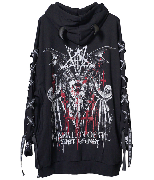 INCARNATION OF EVIL LACE UP SLEEVE DEVIL HORNS HOOD ޯ ߰ ~+
