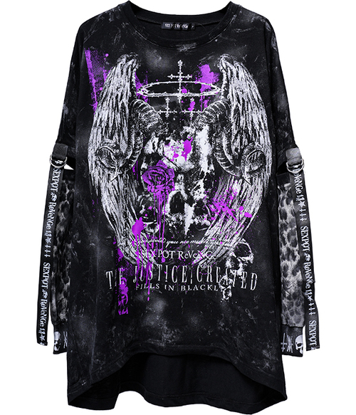 Grunge Bondage Leopard Sleeve Cutsew Justice Created ��+ˮ���/��+��/���ް