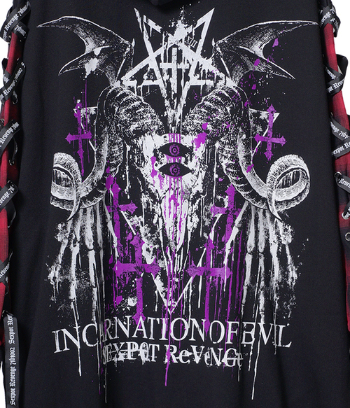 INCARNATION OF EVIL LACE UP SLEEVE DEVIL HORNS HOOD �ޯ�� �߰� ��+�������~��+��