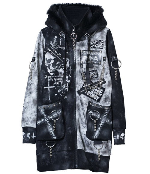 CUSTOM REVERSE SKULL LONG ZIP �߰� ��+��