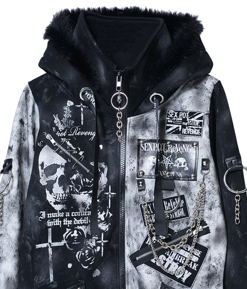 CUSTOM REVERSE SKULL LONG ZIP �߰� ��+��