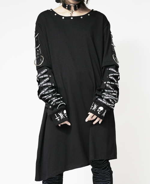LACE UP SLEEVE ASYMMETRY PUNKISH ��Ŀ� ��
