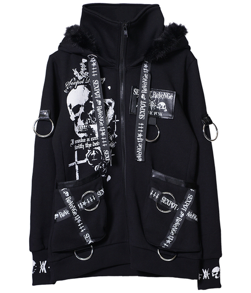 PLEDGE REVERSE SKULL SHORT ZIP ߰ ~+