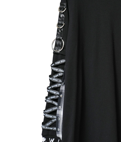 LACE UP SLEEVE ASYMMETRY PUNKISH ��Ŀ� ���{������