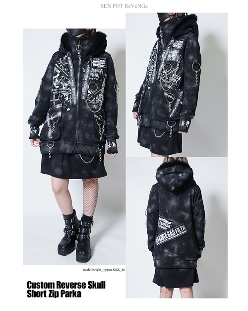 CUSTOM REVERSE SKULL SHORT ZIP ߰ 