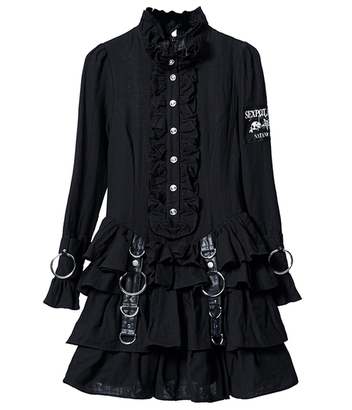 Vandal Queen Black Gauze Frill Onepiece BODY ���@Print Color ��