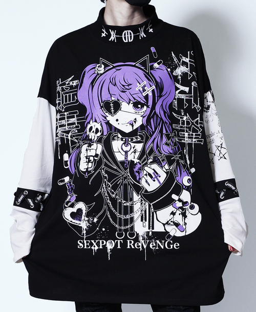 _ LACE UP SLEEVE MOCK NECK BLACK Ŀ +  x + 