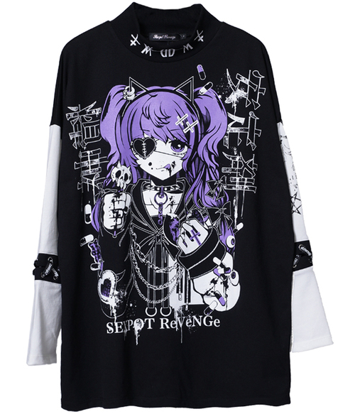 _ LACE UP SLEEVE MOCK NECK BLACK Ŀ +  x + 