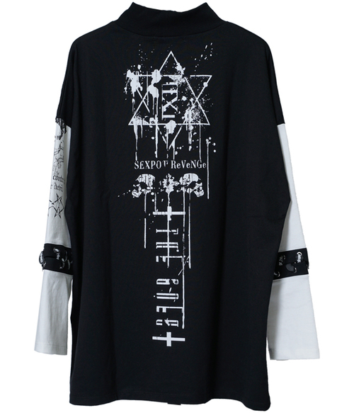 _ LACE UP SLEEVE MOCK NECK BLACK Ŀ +  x + 