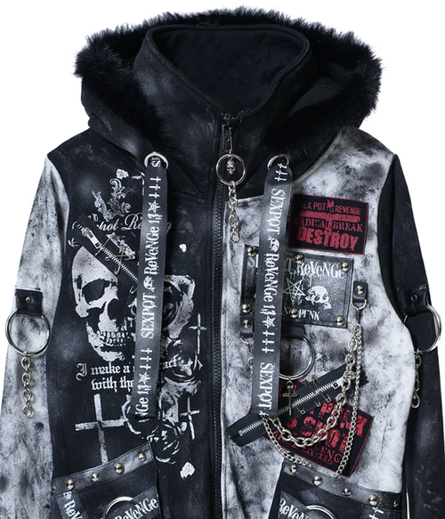 CUSTOM REVERSE SKULL SHORT ZIP �߰� ��+��