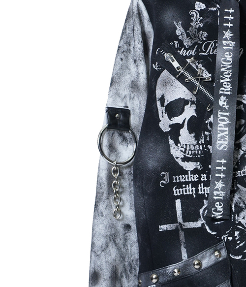 CUSTOM REVERSE SKULL SHORT ZIP �߰� ��+��