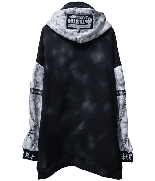 CUSTOM SKULL CROSS HIGH NECK HOOD ZIP �߰� ���{��