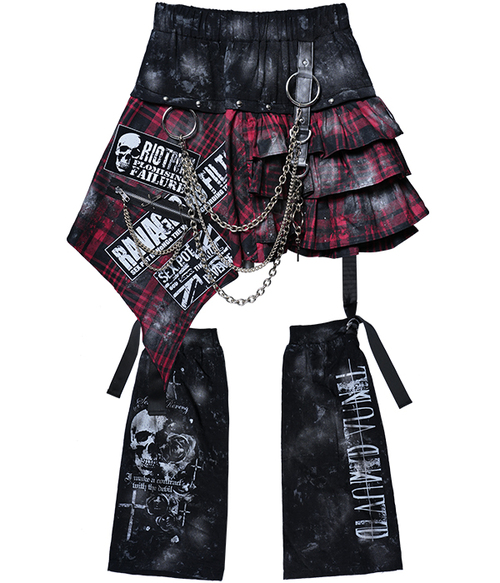 Custom Punkish Check Frill Skirt��Leg Wormer 