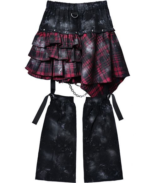 Custom Punkish Check Frill Skirt��Leg Wormer 