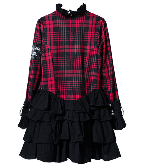 Vandal Queen Check Gauze Frill Onepiece BODY ��+�������@Print Color ��