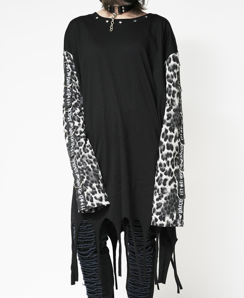 DESIGN SLEEVE GOTHIC PUNK LEOPARD ��Ŀ� ���{�Dˮ�