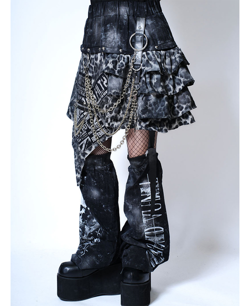 Custom Punkish Leopard Frill Skirt��Leg Wormer 