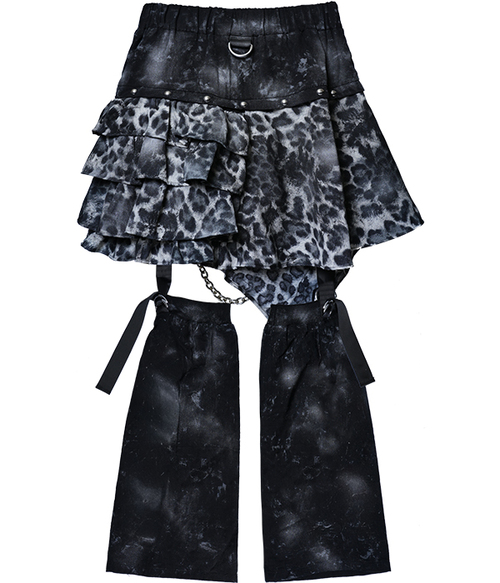 Custom Punkish Leopard Frill Skirt��Leg Wormer 