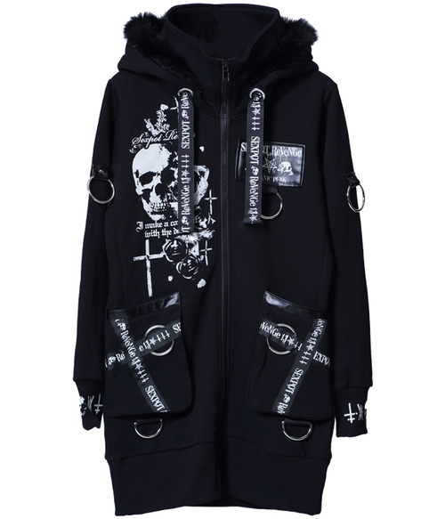 REVERSE SKULL LONG ZIP �߰� ��