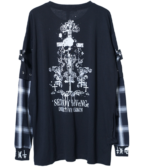 CROSS BELT PUNKISH CHECK SLEEVE ��Ŀ� ���{������