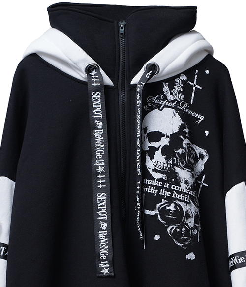 SKULL MARIA SKULL CROSS HIGH NECK HOOD ZIP �߰� ���{��