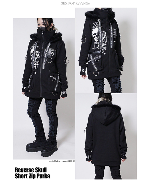 REVERSE SKULL SHORT ZIP ߰ 