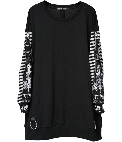 ZIP SLEEVE BORDER PUNKISH ��Ŀ� �����ް�ް