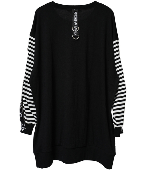 ZIP SLEEVE BORDER PUNKISH ��Ŀ� �����ް�ް