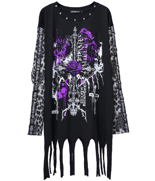 FLAMES HELL DESIGN SLEEVE GOTHIC PUNK LEOPARD ��Ŀ� ���{�Dˮ��~���{�D