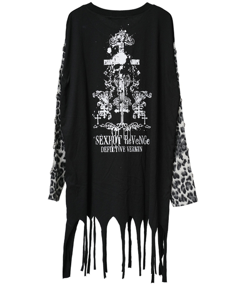 FLAMES HELL DESIGN SLEEVE GOTHIC PUNK LEOPARD ��Ŀ� ���{�Dˮ��~���{�D