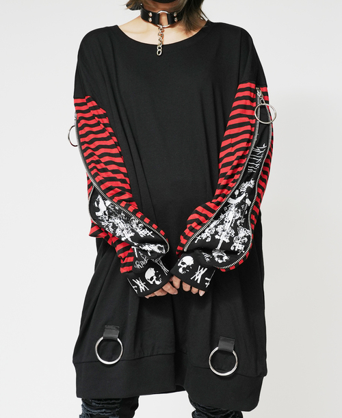 ZIP SLEEVE BORDER PUNKISH ��Ŀ� �����ް�ް