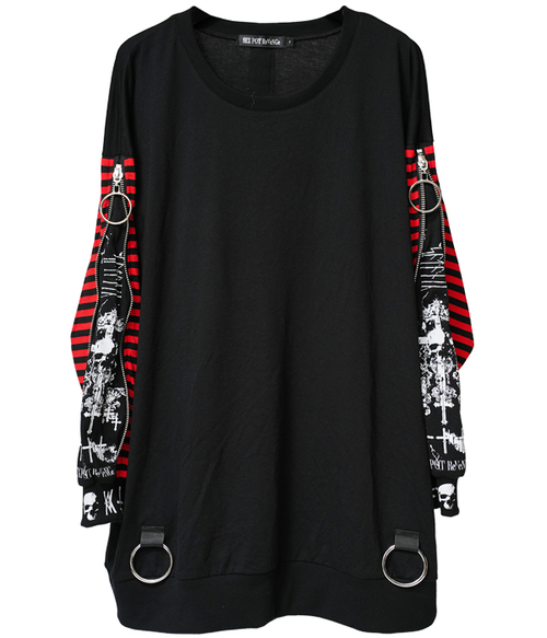 ZIP SLEEVE BORDER PUNKISH ��Ŀ� �����ް�ް