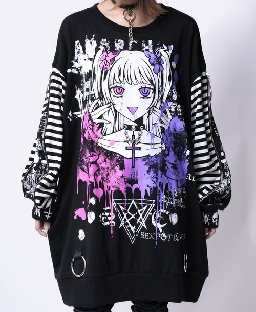 ANARCHY!! ZIP SLEEVE BORDER PUNKISH ��Ŀ� �����ް�ް�~���{�����