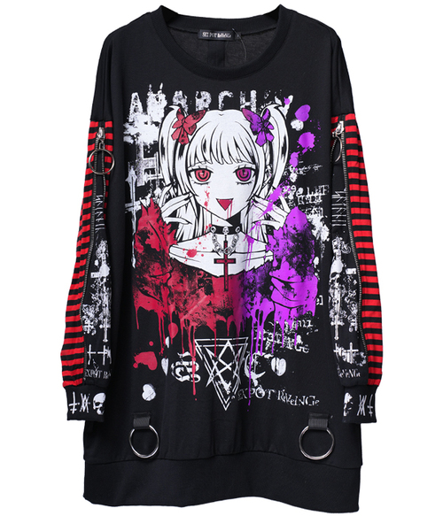 ANARCHY!! ZIP SLEEVE BORDER PUNKISH ��Ŀ� �����ް�ް�~���{�����