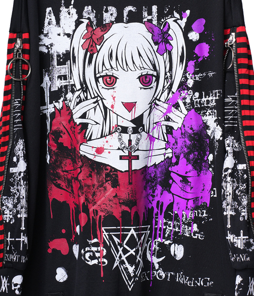 ANARCHY!! ZIP SLEEVE BORDER PUNKISH ��Ŀ� �����ް�ް�~���{�����