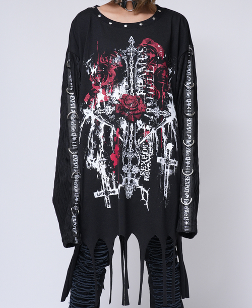 FLAMES HELL DESIGN SLEEVE GOTHIC PUNK WASHER ��Ŀ� ���~���{��