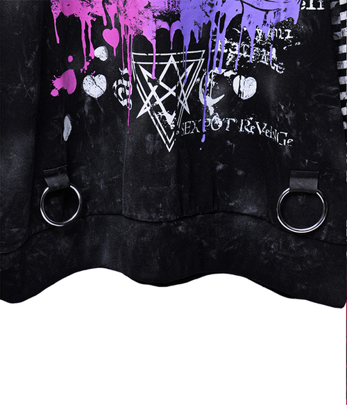 Grunge Zip Sleeve Border Punkish Cutsew Anarchy!! ��+�����ް�ް/��+��ݸ�`�������/��