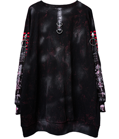 Grunge Zip Sleeve Border Punkish Cutsew Anarchy!! ��+�ԍ��ް�ް/��+�ԁ`�������/��